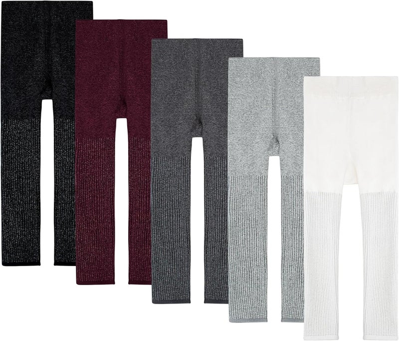 Looching Baby Girls Sparkle Legging Tights Toddler Cotton Double Knit Footless Stocking Pants Pantyhose for 2-8T Kids - Image 1